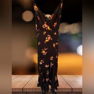 Inspired Hearts Black Maxi Dress with Floral Design